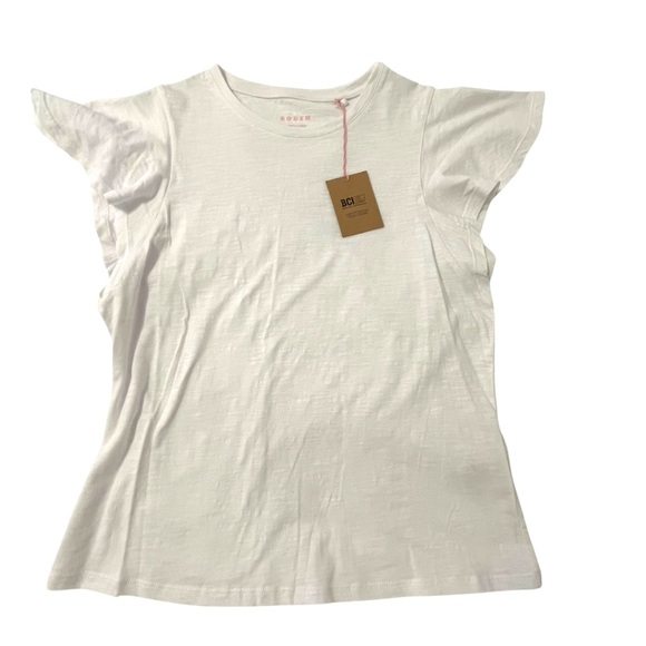 Boden White Flutter Sleeve Cotton Top Tee Small Casual NWT Feminine CasualChic - Picture 1 of 6